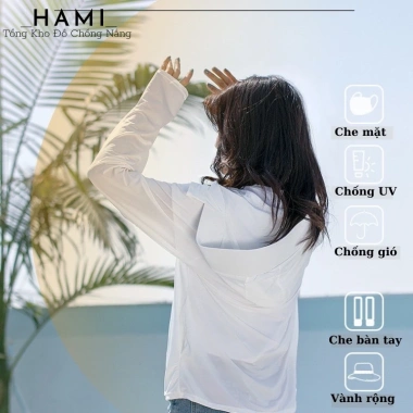 Áo chống nắng UV mũ vành dài vải lụa băng mát lạnh freesize cao cấp loại 1 giá 152.760