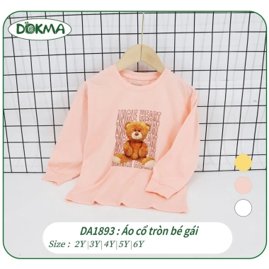 Áo Cổ Tròn Bo Tay Hoạ Tiết Gấu Cute 2-6 tuổi 11-25kg Dokma DA1.893/DA1.891 Giá 99k