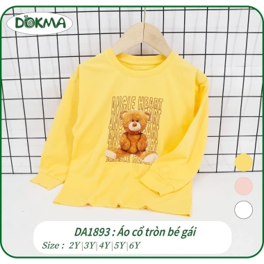 Áo Cổ Tròn Bo Tay Hoạ Tiết Gấu Cute 2-6 tuổi 11-25kg Dokma DA1.893/DA1.891 Giá 99k