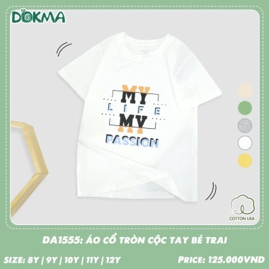 Áo Cổ Tròn Cotton Cộc Tay Bé Trai 25-42kg Phối Chữ Đa Mẫu DA1.507 DA1.555 DA2.108 DA2.869 Giá Ưu Đãi 115.000₫ 5