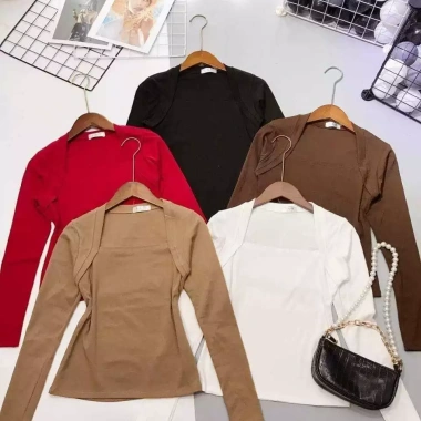 Áo cổ vuông khoét dài tay dáng mới - Tôn ngực cá tính, giảm còn 82.800₫ 3 Áo cổ vuông khoét dài tay dáng mới - Tôn ngực cá tính, giảm còn 82.800₫ 3