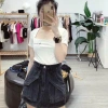 Áo cổ vuông tay ngắn thêu chữ, zip xịn, nhiều màu - Giá chỉ 79.350₫