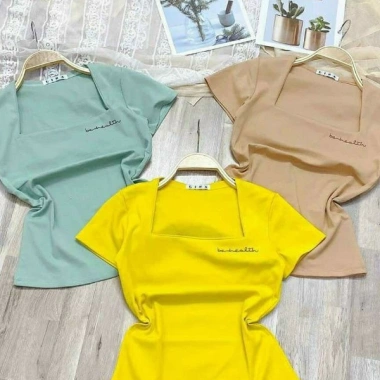 Áo cổ vuông tay ngắn thêu chữ, zip xịn, nhiều màu - Giá chỉ 79.350₫