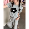 Áo cộc ngắn tay mùa hè màu xám cổ tròn họa tiết bông hoa thời trang Hàn Quốc nữ bigsize QCCC KK SP130 giảm còn 190.000 VND 2