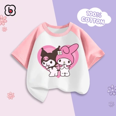 Áo cộc tay bé gái BabyloveGO cotton thoáng mát, in hình Kuromi - Giá ưu đãi 119k