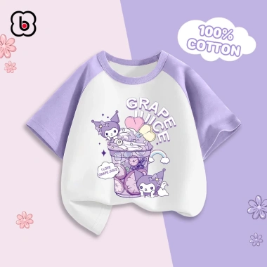 Áo cộc tay bé gái BabyloveGO cotton thoáng mát, in hình Kuromi - Giá ưu đãi 119k