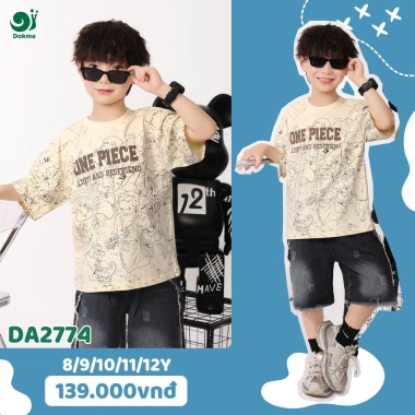 Áo cộc tay cổ tròn bé trai Dokma 25-42kg (8-12Y) thể thao, giảm giá chỉ 125.000đ 3