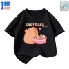 Áo cộc tay cotton in Capybara ăn mì - Nhiều màu, size 15-40kg, TE134, giảm giá 90k