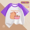 Áo cộc tay cotton in Capybara ăn mì - Nhiều màu, size 15-40kg, TE134, giảm giá 90k 3