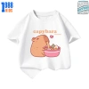 Áo cộc tay cotton in Capybara ăn mì - Nhiều màu, size 15-40kg, TE134, giảm giá 90k 4