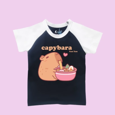 Áo cộc tay cotton in Capybara ăn mì - Nhiều màu, size 15-40kg, TE134, giảm giá 90k 7