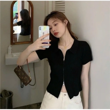 Áo cộc tay croptop len tăm co giãn, khóa kéo 2 chiều hottrend KUNKUN SP273 4 Áo cộc tay croptop len tăm co giãn, khóa kéo 2 chiều hottrend KUNKUN SP273 4