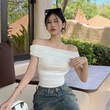 Áo cộc tay trễ vai crop top ôm body gợi cảm phong cách Hàn Quốc, size lớn, Quảng Châu KUNKUN SP140 - chỉ 99.000₫