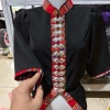 Áo cóm cổ đứng lụa hàn đen nẹp thổ cẩm khít tay lỡ Giá chỉ 200.000đ