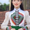 Áo cóm cổ đứng phi bóng trắng piêu tay tơ dài - Áo dân tộc Thái giảm còn 300.000₫