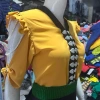 Áo cóm cổ V lụa hàn vàng nẹp đen tay nơ dây ngọc - Giá chỉ 250.000, áo dân tộc Thái sang trọng