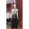 Áo cóm cổ V trắng nẹp xanh tay nơ, khâu hoa đôi trắng lá xanh - Dân tộc Thái 270k 2