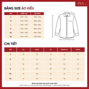 Áo công sở nữ ANA Mode cotton lạnh AK25VHC05 - Giá ưu đãi 320.000₫, quà Tết tặng mẹ