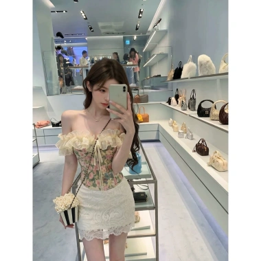 Áo Corset Cup Ngực Phối Bèo Tơ Hoa Nhí Vintage - Lãng Mạn, Giá 246k 2