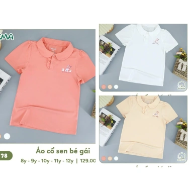 Áo Cotton Cổ Sen Cộc Tay Bé Gái 8-12Y (25-36kg) DOKMA DA1.503 DA2.178 DA2.667 129k 2