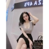 Áo cotton zip đẹp cổ chữ U bọc viền, to phom ôm co dãn, giá 49.000đ giảm sâu 4