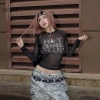 Áo Crop Top Cổ Tròn Tay Dài Chữ In Lưới Đồ Họa Nữ SBS - Giá chỉ 45.144 VND 5