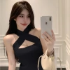 Áo Crop Top Không Tay Sexy Mùa Hè Nữ Cổ Yếm Đan Dây Buộc Lưng Hở Bustier Cắt Ngắn 105.813 6