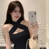 Áo Crop Top Không Tay Sexy Mùa Hè Nữ Cổ Yếm Đan Dây Buộc Lưng Hở Bustier Cắt Ngắn 105.813 10