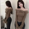 Áo Crop Top Nữ Gợi Cảm Lệch Vai Tay Dài Furry Giá 162.972 VND Giảm Đặc Biệt 6