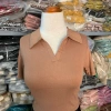 Áo croptop cổ bẻ cộc tay dáng Hàn thời trang nữ thoáng mát phong cách giảm giá 23k 4