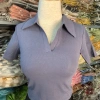Áo croptop cổ bẻ cộc tay dáng Hàn thời trang nữ thoáng mát phong cách giảm giá 23k 5