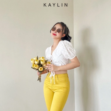 Áo croptop KAYLIN N1.729 kiểu thắt nơ thời trang, giảm giá 260k, chất liệu mềm mại