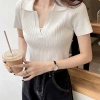 Áo croptop len trơn V cộc tay cổ bẻ - Giá ưu đãi 110.400₫, ấm áp, trẻ trung 8