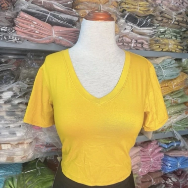 Áo croptop nữ tay ngắn cổ V xinh xắn, sexy, giảm giá 56k - Chỉ 56.090₫