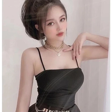 Áo Croptop Tăm Hai Dây Phối Viền Ngực - Thiết Kế Quyến Rũ, Giá Chỉ 63.900₫
