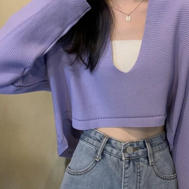 Áo Croptop Tay Dài Cổ Khoét Gợi Cảm Sexy - Giá 124.200₫ Giảm Đặc Biệt