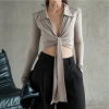 Áo croptop tay dài cổ sơ mi dây phối thun cotton gợi cảm BST 11/2.025 - Giá ưu đãi 338.000đ 3