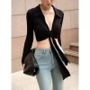 Áo croptop tay dài cổ sơ mi dây phối thun cotton gợi cảm BST 11/2.025 - Giá ưu đãi 338.000đ 5