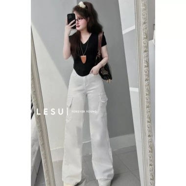 Áo Croptop Thun Gân Nhún Eo Cổ V Lai Bầu Tay Ngắn - Giảm Giá Đến 110k 4