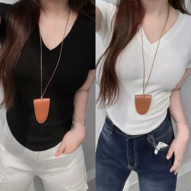 Áo Croptop Thun Gân Nhún Eo Cổ V Lai Bầu Tay Ngắn - Giảm Giá Đến 110k 5
