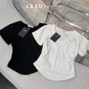 Áo Croptop Thun Gân Nhún Eo Cổ V Lai Bầu Tay Ngắn - Giảm Giá Đến 110k 6