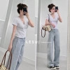 Áo Croptop V-neck viền ren thắt eo tay ngắn - Ảnh tự chụp, giá chỉ 167.000₫ 2
