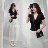 Áo Croptop V-neck viền ren thắt eo tay ngắn - Ảnh tự chụp, giá chỉ 167.000₫ 10