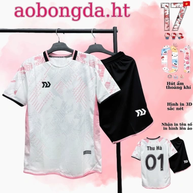 Áo Đá Bóng Trắng Hồng Nam/Nữ Thun Lạnh, In Tên Số Theo Yêu Cầu, giá 30,160₫