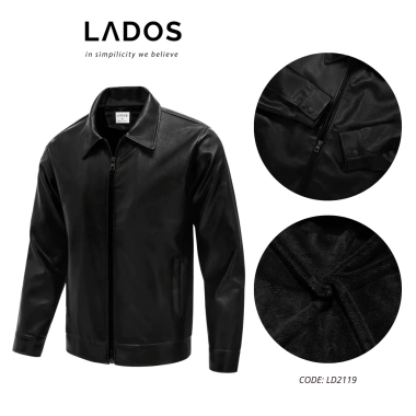 Áo da nam lót lông cừu PU nhập khẩu LADOS-2.119, chống nước, nam tính mạnh mẽ, 417.000₫