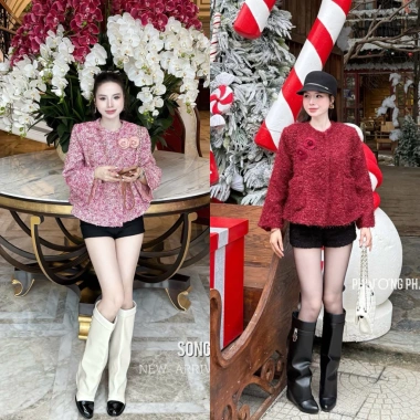 Áo Dạ Tweed Đính Hoa Ngực ADTDHN – Giá Ưu Đãi 600k, Chất Liệu Cao Cấp, Phong Cách Thanh Lịch
