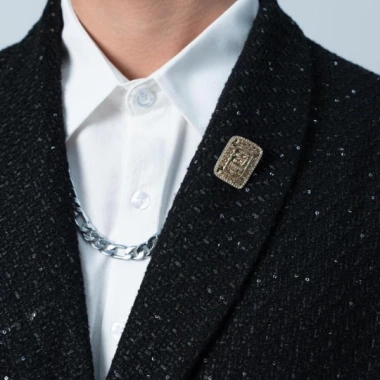 Áo Dạ Tweed Kim Tuyến Nam Cổ Vest Liền Cài Khuy – Dáng Ngắn Trẻ Trung, Lịch Sự – 489.000₫