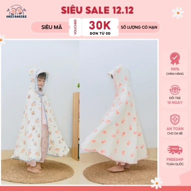 Áo dài 100cm chống nắng bé CHII BABIES - Đũi gân Khủng Long kèm tấm chắn, giá ưu đãi 109k
