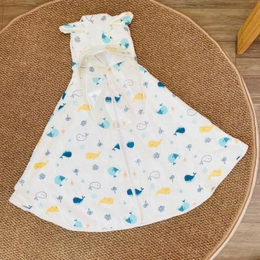 Áo dài 100cm chống nắng bé CHII BABIES - Đũi gân Khủng Long kèm tấm chắn, giá ưu đãi 109k 7