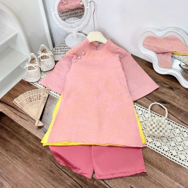 Áo dài 4 tà gấm cao cấp cho bé gái 20-40kg - Bikini Kids áo dài tết truyền thống, giảm giá 22% chỉ 237.500₫ 2